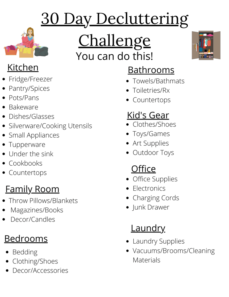 30 Day Decluttering challenge One Detailed Mama